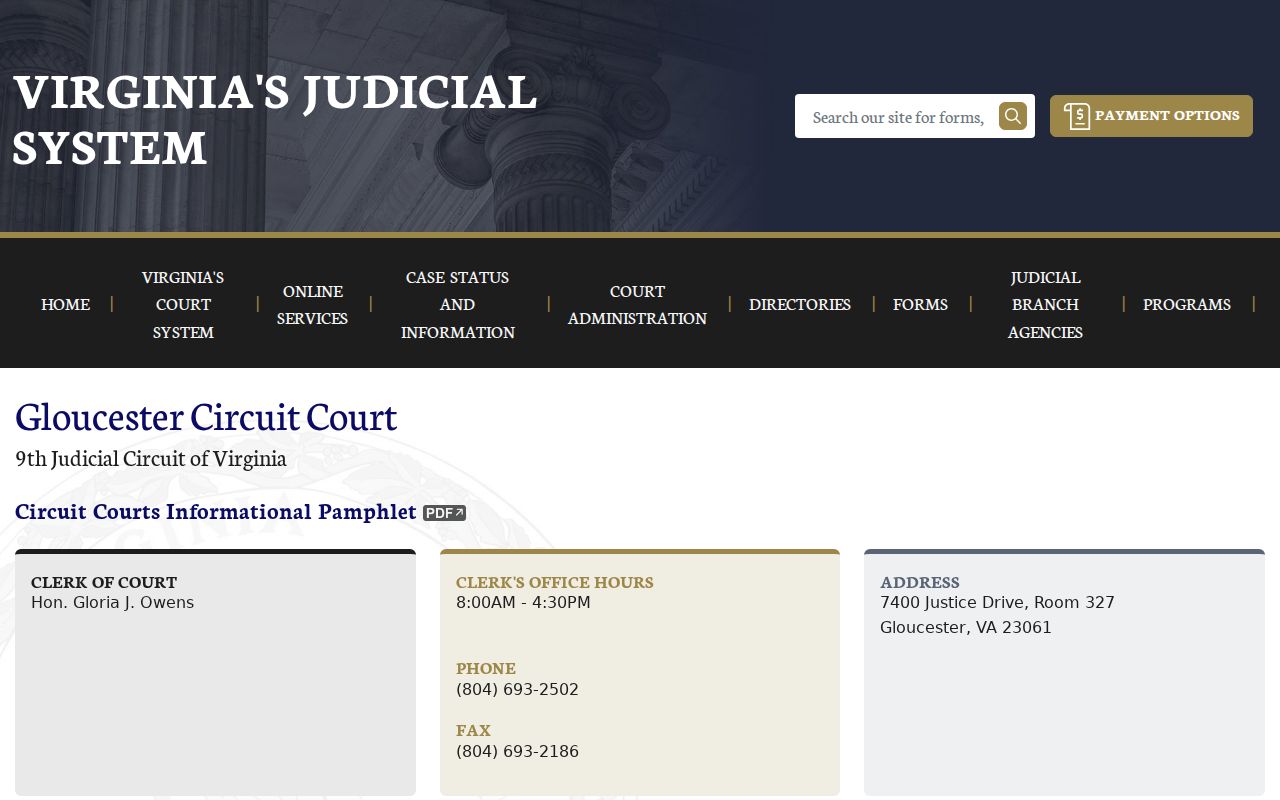 Gloucester County bench warrant and Circuit Court capias routing