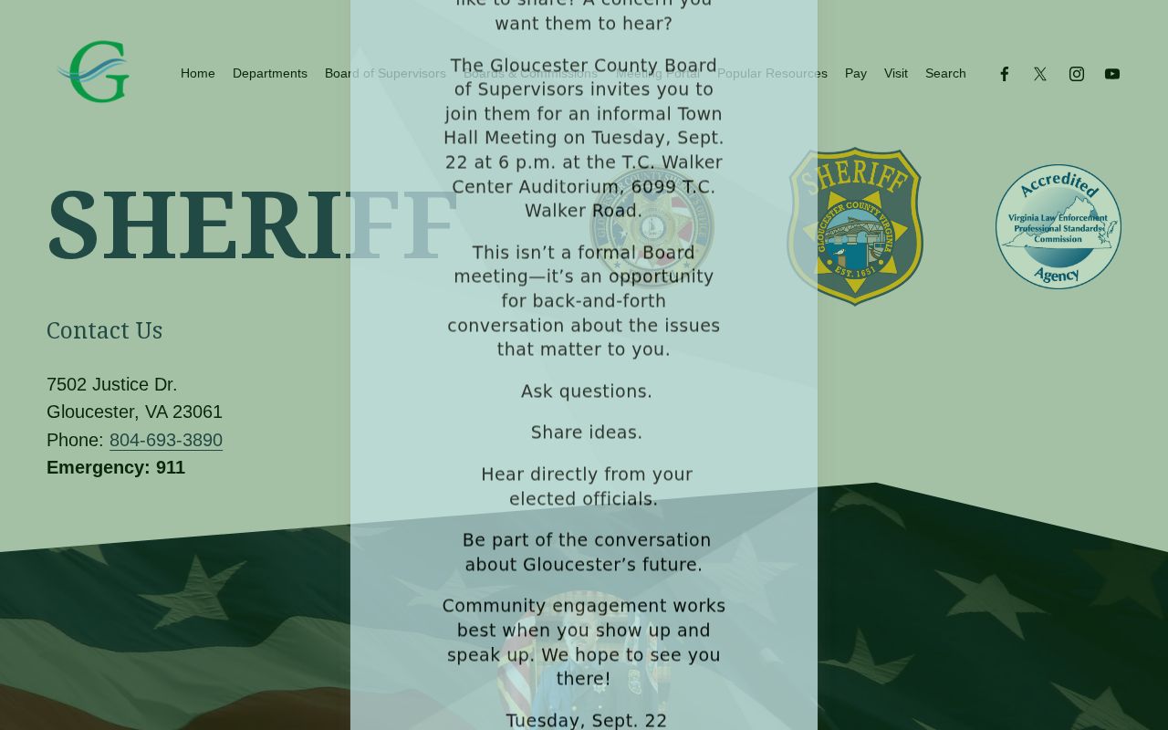 Gloucester County warrant service agency information