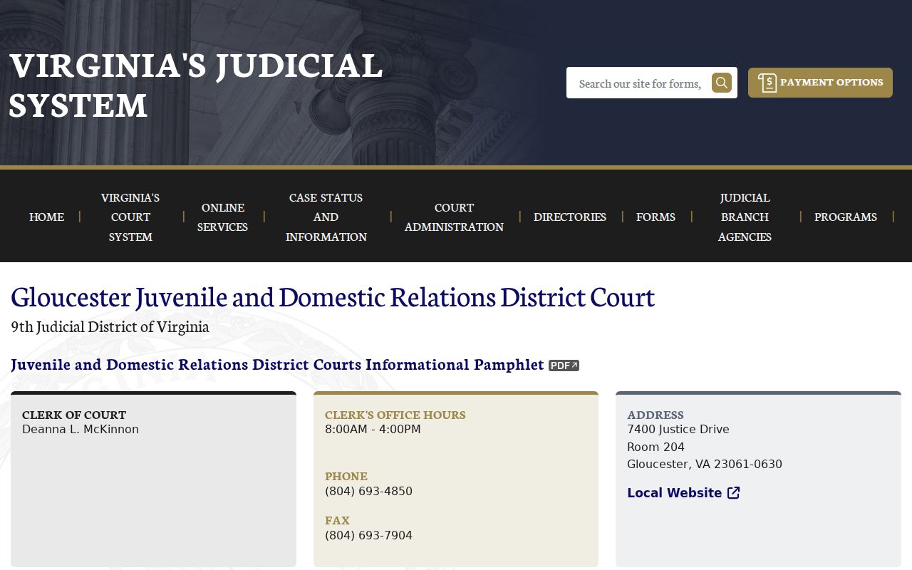 Gloucester County warrant records and JDR privacy boundary