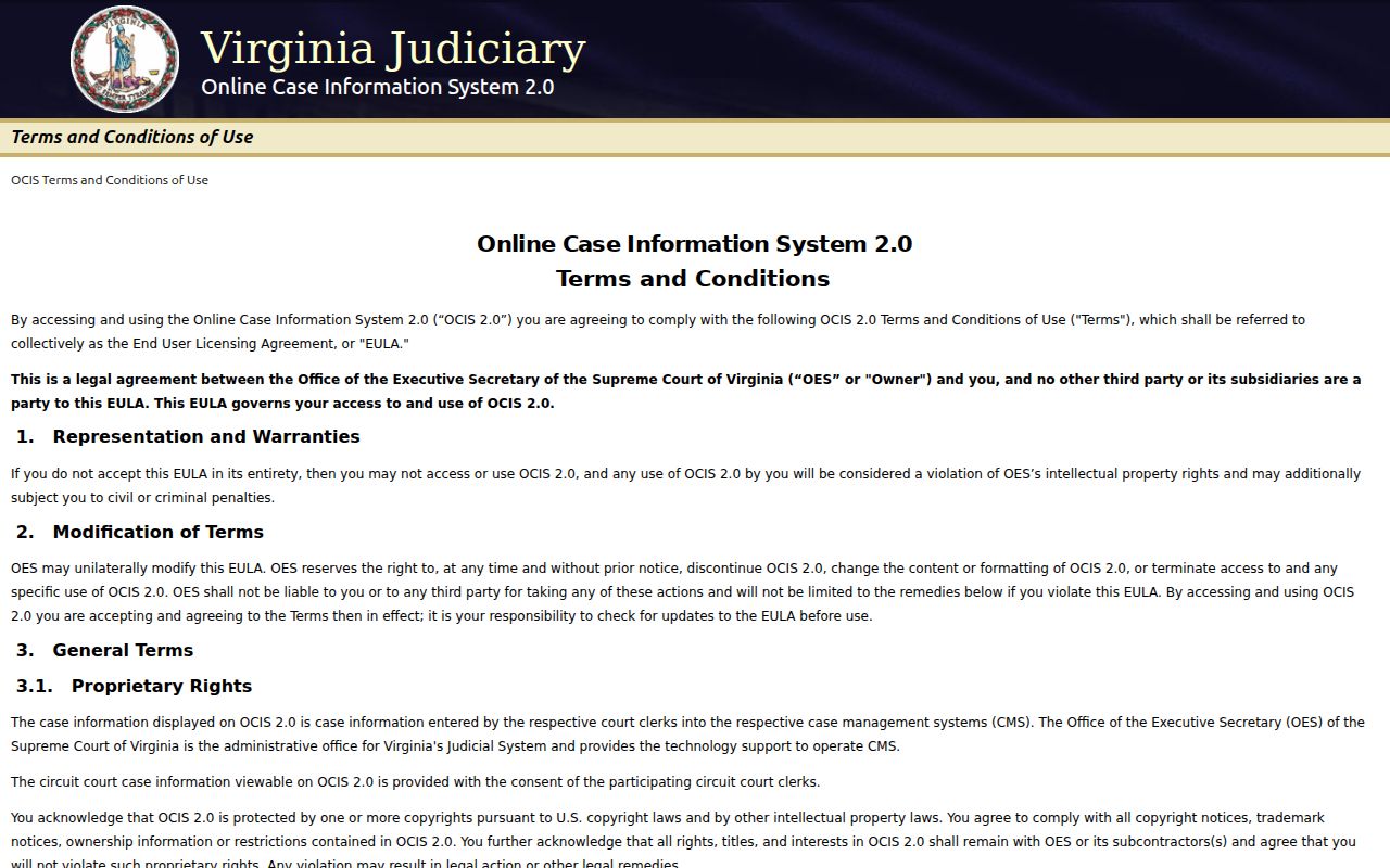 Gloucester County warrant case search using Virginia OCIS